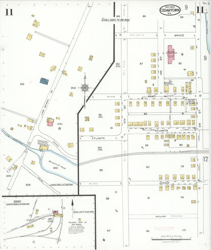 Sanborn Fire Insurance Map from Cedartown, Polk County, Georgia (1923), Sheet #0011 - Complete Map Set gallery image, historic Sanborn map, vintage wall art, Georgia Georgia