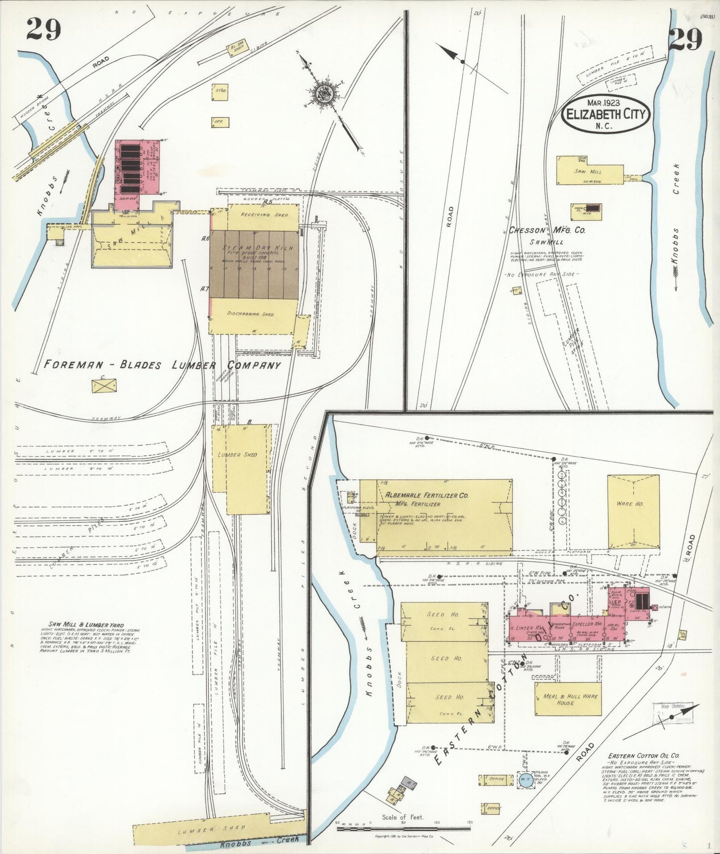 Sanborn Fire Insurance Map from Elizabeth City, Pasquotank County, North Carolina (1923), Sheet #0029 - Complete Map Set gallery image, historic Sanborn map, vintage wall art, North Carolina North Carolina