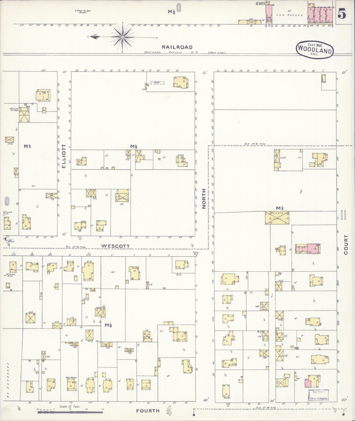 Sanborn Fire Insurance Map from Woodland, Yolo County, California (1895), Sheet #0005 - Complete Map Set gallery image, historic Sanborn map, vintage wall art, California California