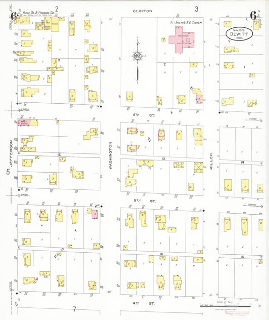 Sanborn Fire Insurance Map from De Witt, Clinton County, Iowa (1926), Sheet #0006 - Historic Sanborn Fire Insurance Map Print, vintage old map wall art