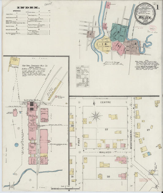 Sanborn Fire Insurance Map from Walden, Orange County, New York (1894), Sheet #0001 - Complete Map Set gallery image, historic Sanborn map, vintage wall art, New York New York