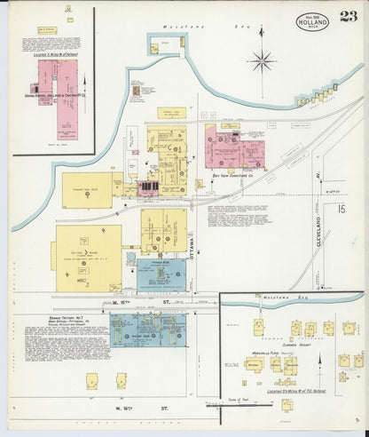 Sanborn Fire Insurance Map from Holland, Ottawa County, Michigan (1908), Sheet #0023 - Complete Map Set gallery image, historic Sanborn map, vintage wall art, Michigan Michigan