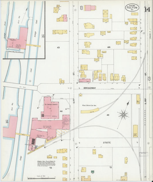 Sanborn Fire Insurance Map from Fulton, Oswego County, New York (1901), Sheet #0014 - Historic Sanborn Fire Insurance Map Print, vintage old map wall art, antique decor, genealogy gift, New York New York map