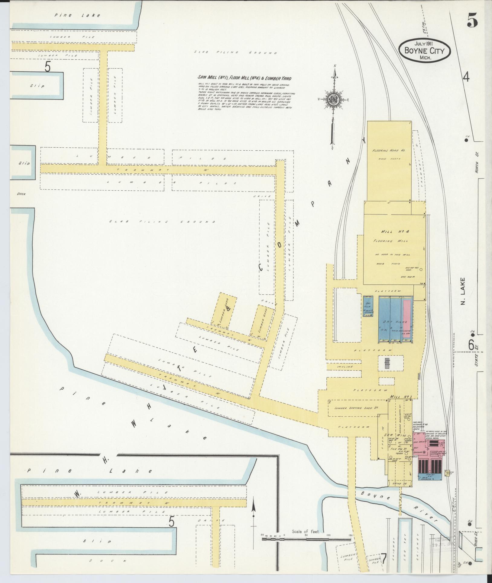 Sanborn Fire Insurance Map from Boyne City, Charlevoix County, Michigan (1911), Sheet #0005 - Complete Map Set gallery image, historic Sanborn map, vintage wall art, Michigan Michigan