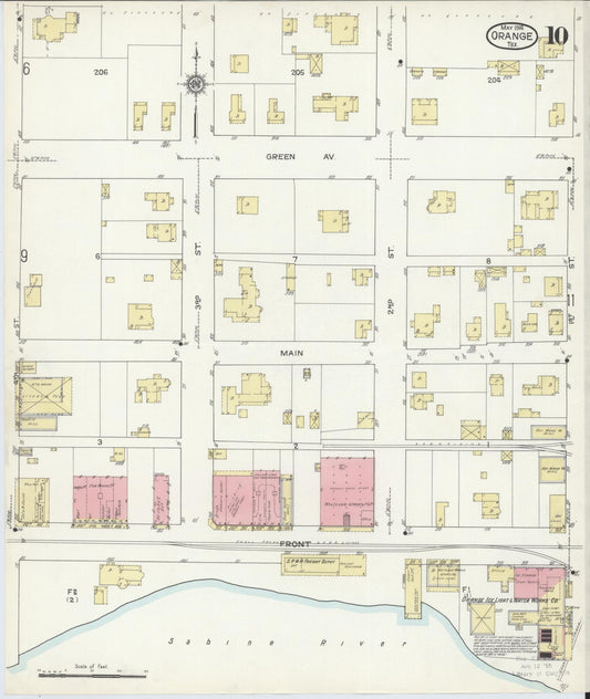 Sanborn Fire Insurance Map from Orange, Orange County, Texas (1914), Sheet #0010 - Historic Sanborn Fire Insurance Map Print, vintage old map wall art, antique decor, genealogy gift, Texas Texas map