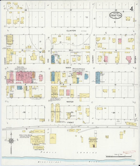 Sanborn Fire Insurance Map from Grafton, Jersey County, Illinois (1914), Sheet #0004 - Historic Sanborn Fire Insurance Map Print, vintage old map wall art, antique decor, genealogy gift, Illinois Illinois map