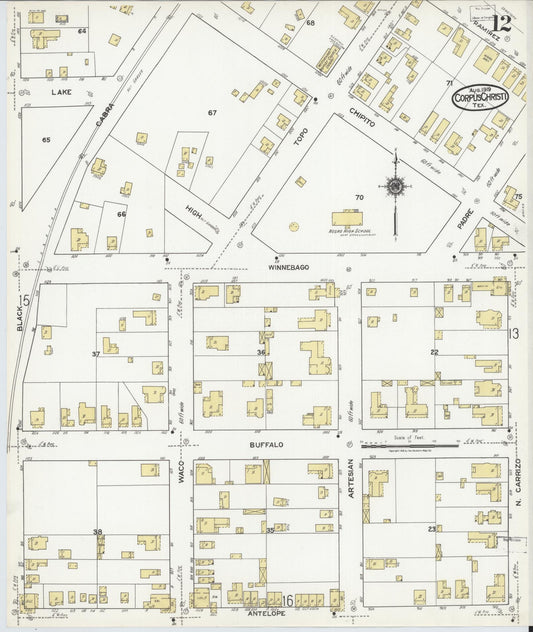 Sanborn Fire Insurance Map from Corpus Christi, Nueces County, Texas (1919), Sheet #0012 - Historic Sanborn Fire Insurance Map Print, vintage old map wall art, antique decor, genealogy gift, Texas Texas map