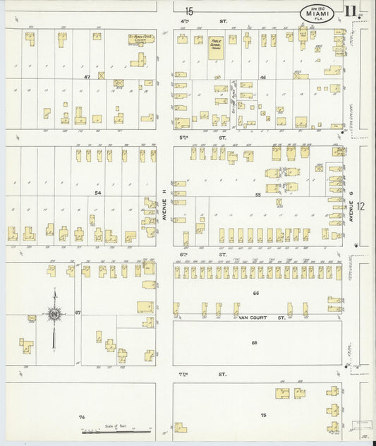Sanborn Fire Insurance Map from Miami, Dade County, Florida (1910), Sheet #0011 - Historic Sanborn Fire Insurance Map Print, vintage old map wall art, antique decor, genealogy gift, Florida Florida map