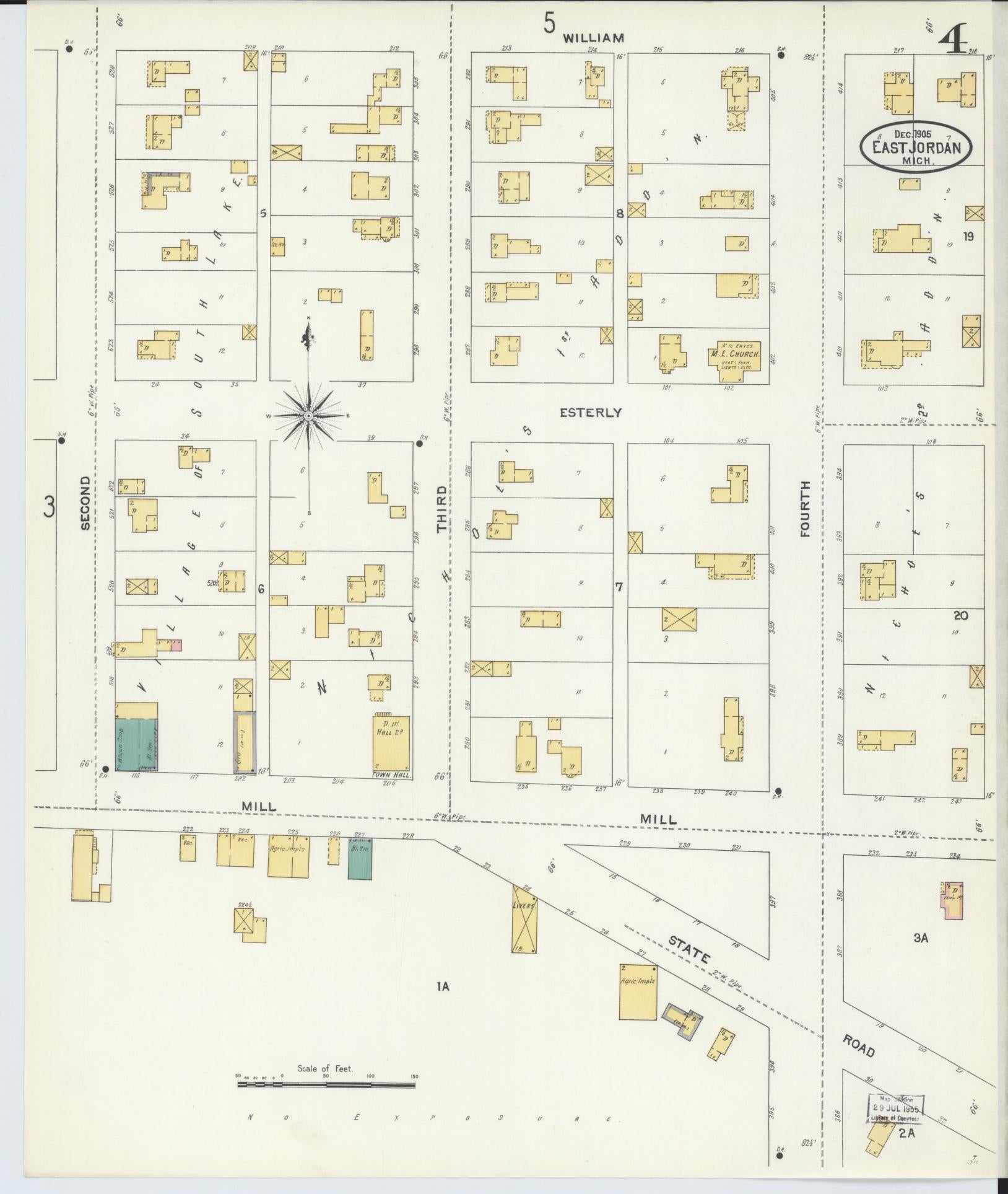 Sanborn Fire Insurance Map from East Jordan, Charlevoix County, Michigan (1905), Sheet #0004 - Complete Map Set gallery image, historic Sanborn map, vintage wall art, Michigan Michigan