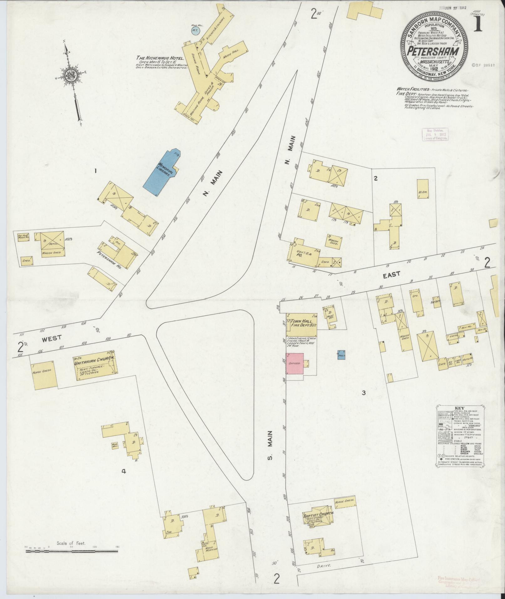 Sanborn Fire Insurance Map from Petersham, Worcester County, Massachusetts (1912), Sheet #0001 - Complete Map Set gallery image, historic Sanborn map, vintage wall art, Massachusetts Massachusetts