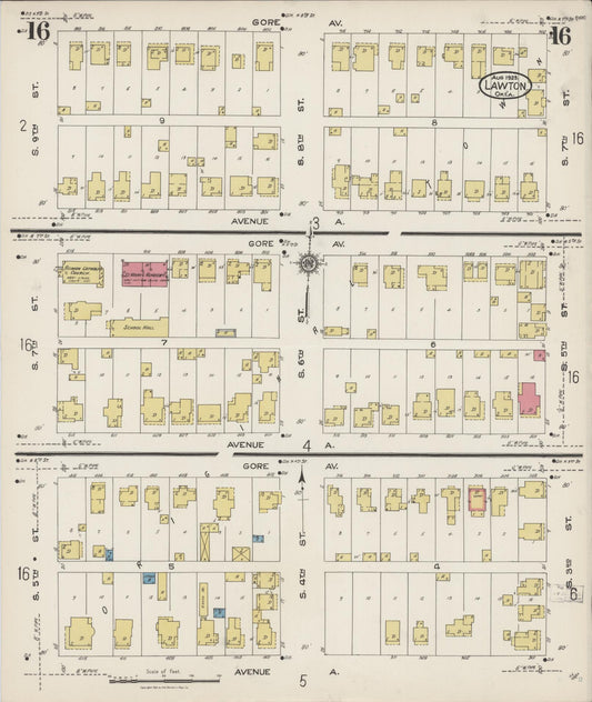 Sanborn Fire Insurance Map from Lawton, Comanche County, Oklahoma (1923), Sheet #0016 - Historic Sanborn Fire Insurance Map Print, vintage old map wall art, antique decor, genealogy gift, Oklahoma Oklahoma map