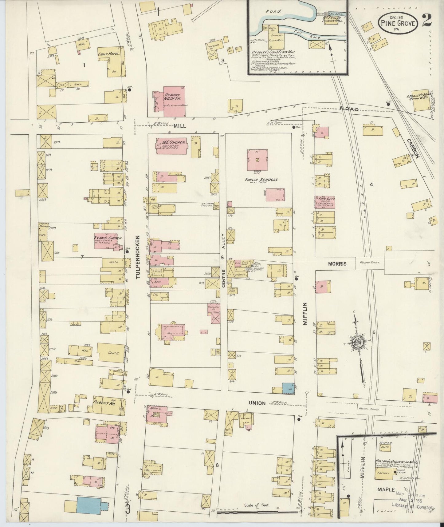 Sanborn Fire Insurance Map from Pine Grove, Schuylkill County, Pennsylvania (1911), Sheet #0002 - Complete Map Set gallery image, historic Sanborn map, vintage wall art, Pennsylvania Pennsylvania