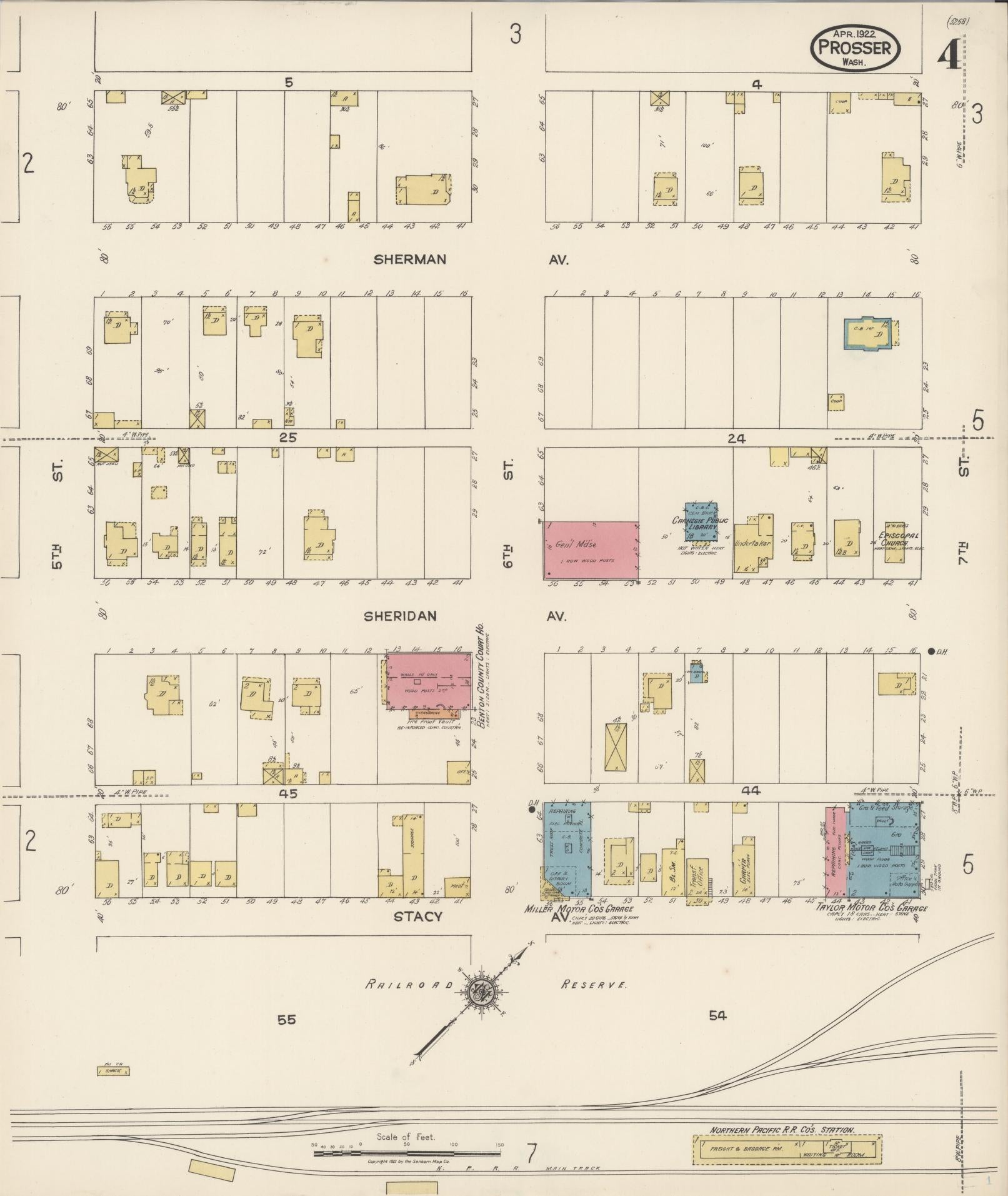 Sanborn Fire Insurance Map from Prosser, Benton County, Washington (1922), Sheet #0004 - Complete Map Set gallery image, historic Sanborn map, vintage wall art, Washington Washington