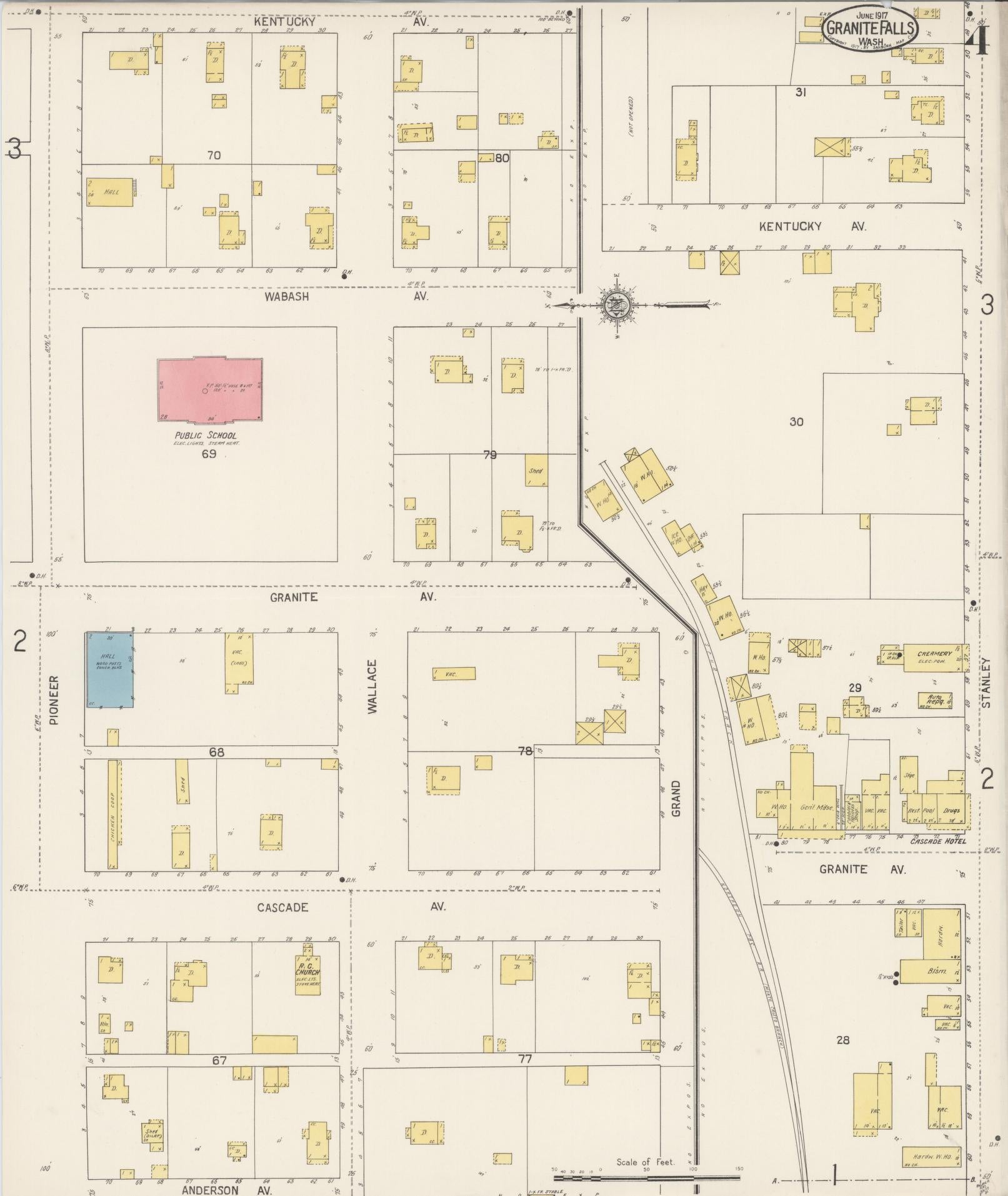 Sanborn Fire Insurance Map from Granite Falls, Snohomish County, Washington (1917), Sheet #0004 - Complete Map Set gallery image, historic Sanborn map, vintage wall art, Washington Washington