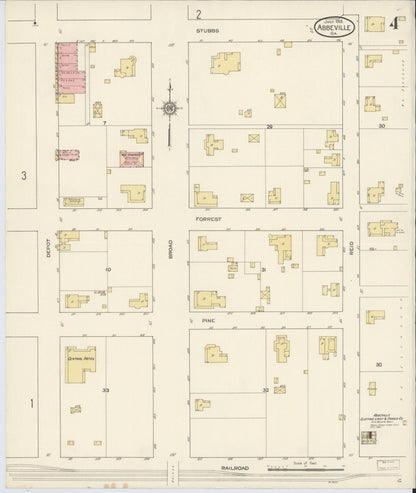 Sanborn Fire Insurance Map from Abbeville, Wilcox County, Georgia (1913), Sheet #0004 - Complete Map Set gallery image, historic Sanborn map, vintage wall art, Georgia Georgia
