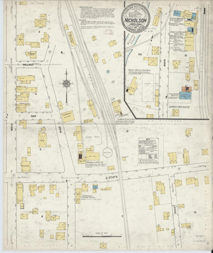 Sanborn Fire Insurance Map from Nicholson, Wyoming County, Pennsylvania (1911), Sheet #0001 - Complete Map Set gallery image, historic Sanborn map, vintage wall art, Pennsylvania Pennsylvania