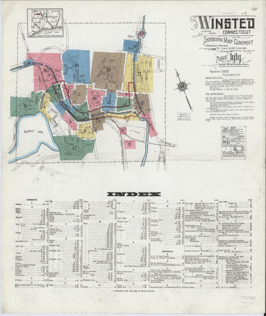 Sanborn Fire Insurance Map from Winsted, Litchfield County, Connecticut. (1919) – Historic Sanborn Fire Insurance Map Print