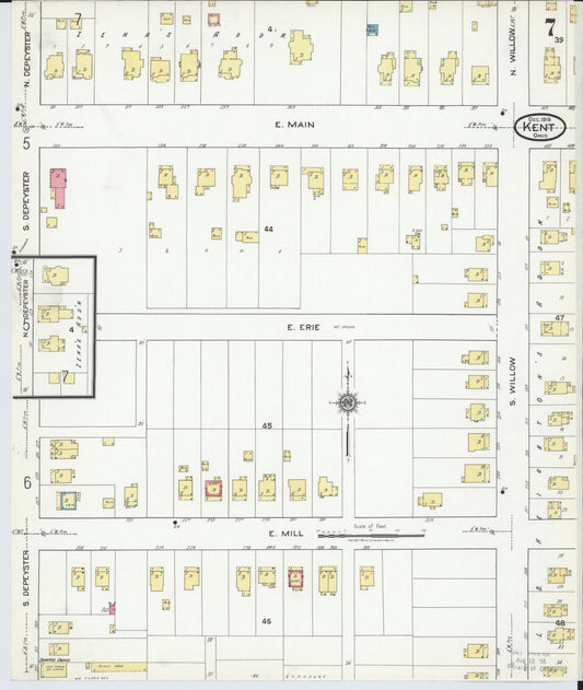 Sanborn Fire Insurance Map from Kent, Portage County, Ohio (1919), Sheet #0007 - Historic Sanborn Fire Insurance Map Print, vintage old map wall art, antique decor, genealogy gift, Ohio Ohio map