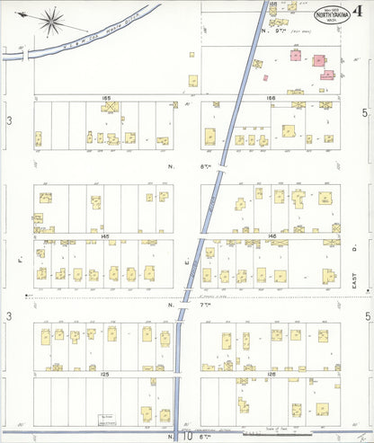 Sanborn Fire Insurance Map from North Yakima, Yakima County, Washington (1909), Sheet #0004 - Complete Map Set gallery image, historic Sanborn map, vintage wall art, Washington Washington