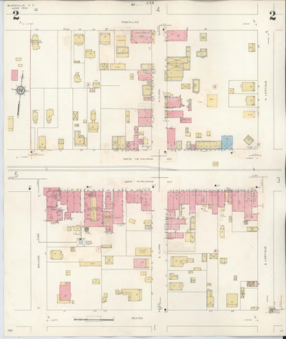Sanborn Fire Insurance Map from Blackville, Barnwell County, South Carolina (1943), Sheet #0002 - Complete Map Set gallery image, historic Sanborn map, vintage wall art, South Carolina South Carolina
