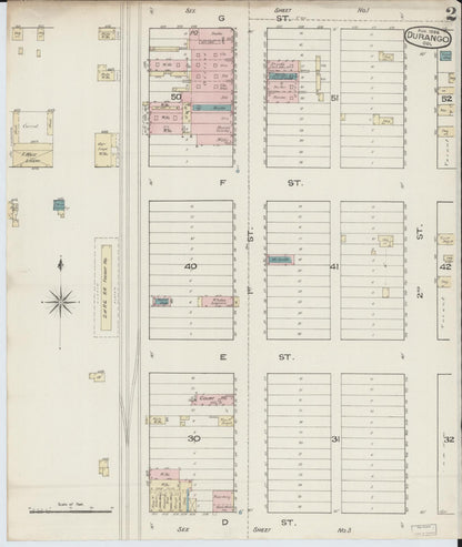 Sanborn Fire Insurance Map from Durango, La Plata County, Colorado (1886), Sheet #0002 - Complete Map Set gallery image, historic Sanborn map, vintage wall art, Colorado Colorado