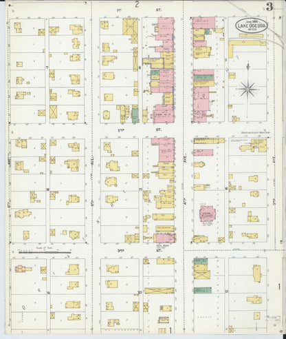 Sanborn Fire Insurance Map from Lake Odessa, Ionia County, Michigan (1904), Sheet #0003 - Historic Sanborn Fire Insurance Map Print, vintage old map wall art, antique decor, genealogy gift, Michigan Michigan map