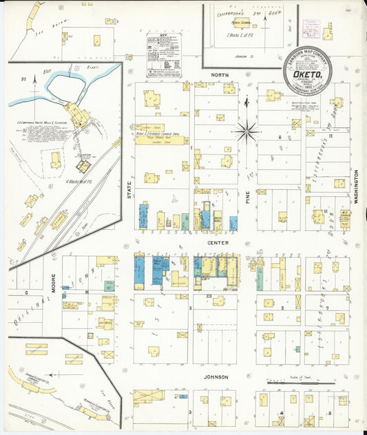 Sanborn Fire Insurance Map from Oketo, Marshall County, Kansas (1905), Sheet #0001 - Historic Sanborn Fire Insurance Map Print, vintage old map wall art, antique decor, genealogy gift, Kansas Kansas map
