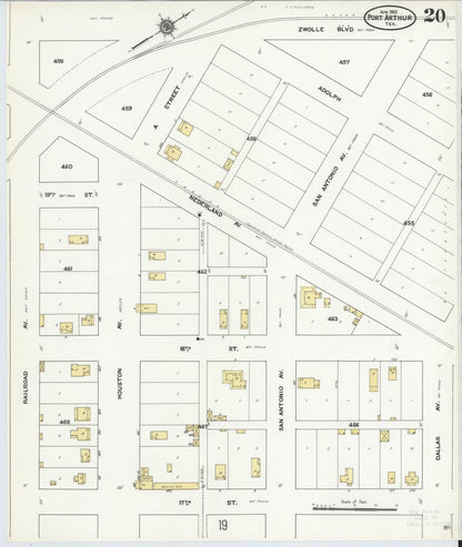 Sanborn Fire Insurance Map from Port Arthur, Jefferson County, Texas (1910), Sheet #0020 - Complete Map Set gallery image, historic Sanborn map, vintage wall art, Texas Texas