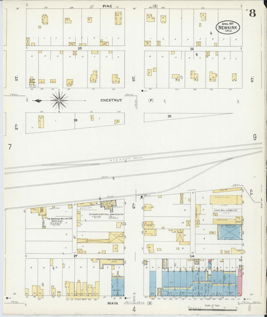 Sanborn Fire Insurance Map from Newkirk, Kay County, Oklahoma (1907), Sheet #0008 - Historic Sanborn Fire Insurance Map Print, vintage old map wall art, antique decor, genealogy gift, Oklahoma Oklahoma map