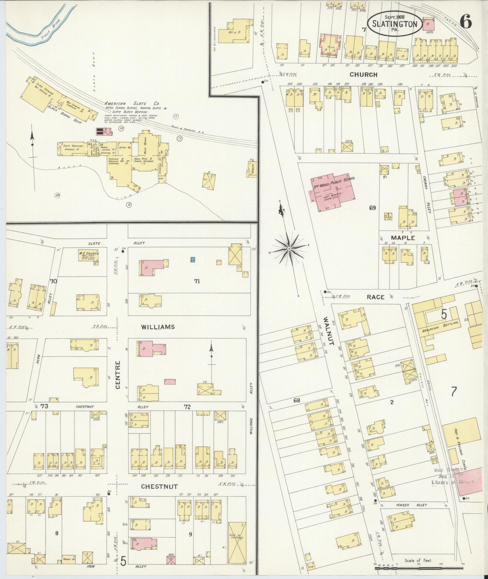 Sanborn Fire Insurance Map from Slatington, Lehigh County, Pennsylvania (1908), Sheet #0006 - Complete Map Set gallery image, historic Sanborn map, vintage wall art, Pennsylvania Pennsylvania