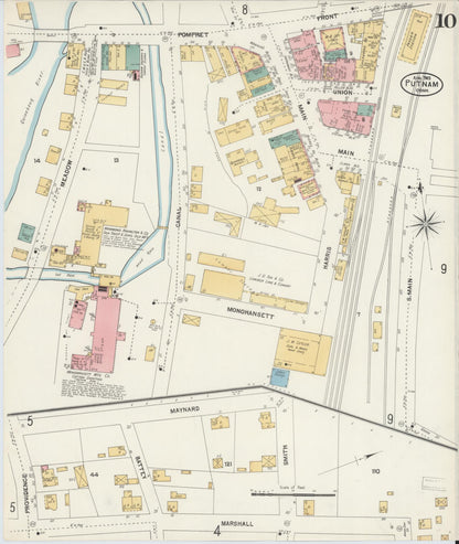 Sanborn Fire Insurance Map from Putnam, Windham County, Connecticut (1903), Sheet #0010 - Complete Map Set gallery image, historic Sanborn map, vintage wall art, Connecticut Connecticut