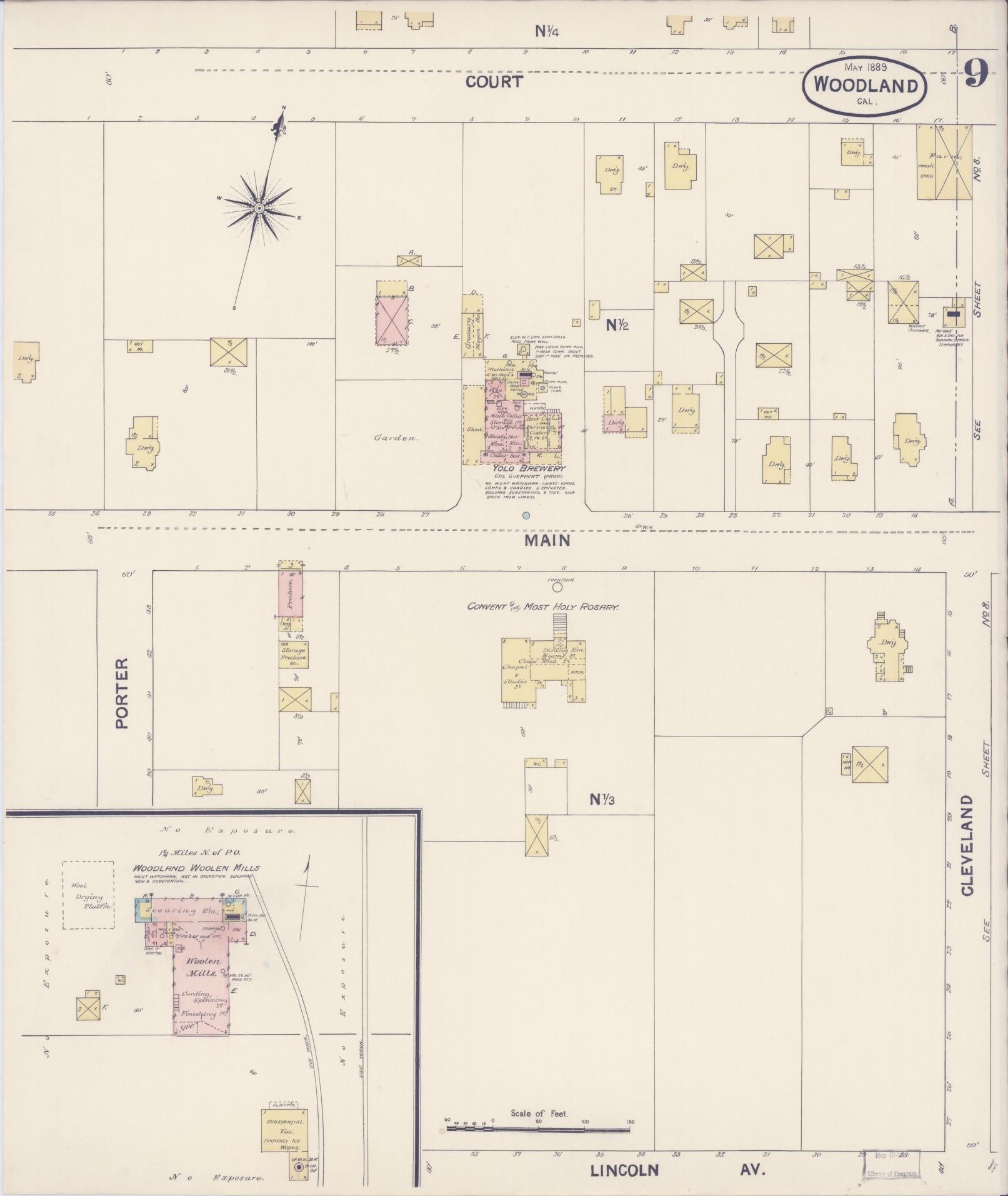 Sanborn Fire Insurance Map from Woodland, Yolo County, California (1889), Sheet #0009 - Complete Map Set gallery image, historic Sanborn map, vintage wall art, California California
