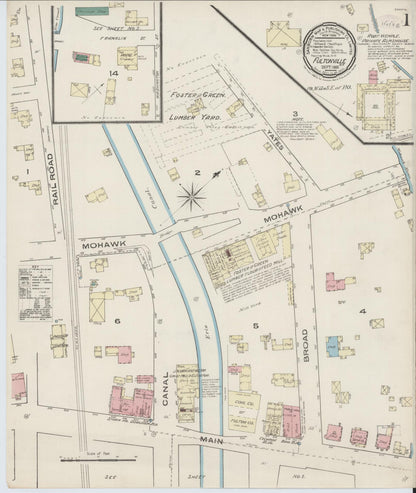 Sanborn Fire Insurance Map from Fultonville, Montgomery County, New York (1885), Sheet #0001 - Complete Map Set gallery image, historic Sanborn map, vintage wall art, New York New York