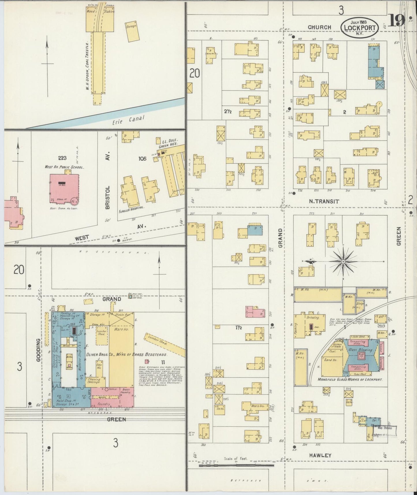 Sanborn Fire Insurance Map from Lockport, Niagara County, New York (1903), Sheet #0019 - Historic Sanborn Fire Insurance Map Print, vintage old map wall art, antique decor, genealogy gift, New York New York map
