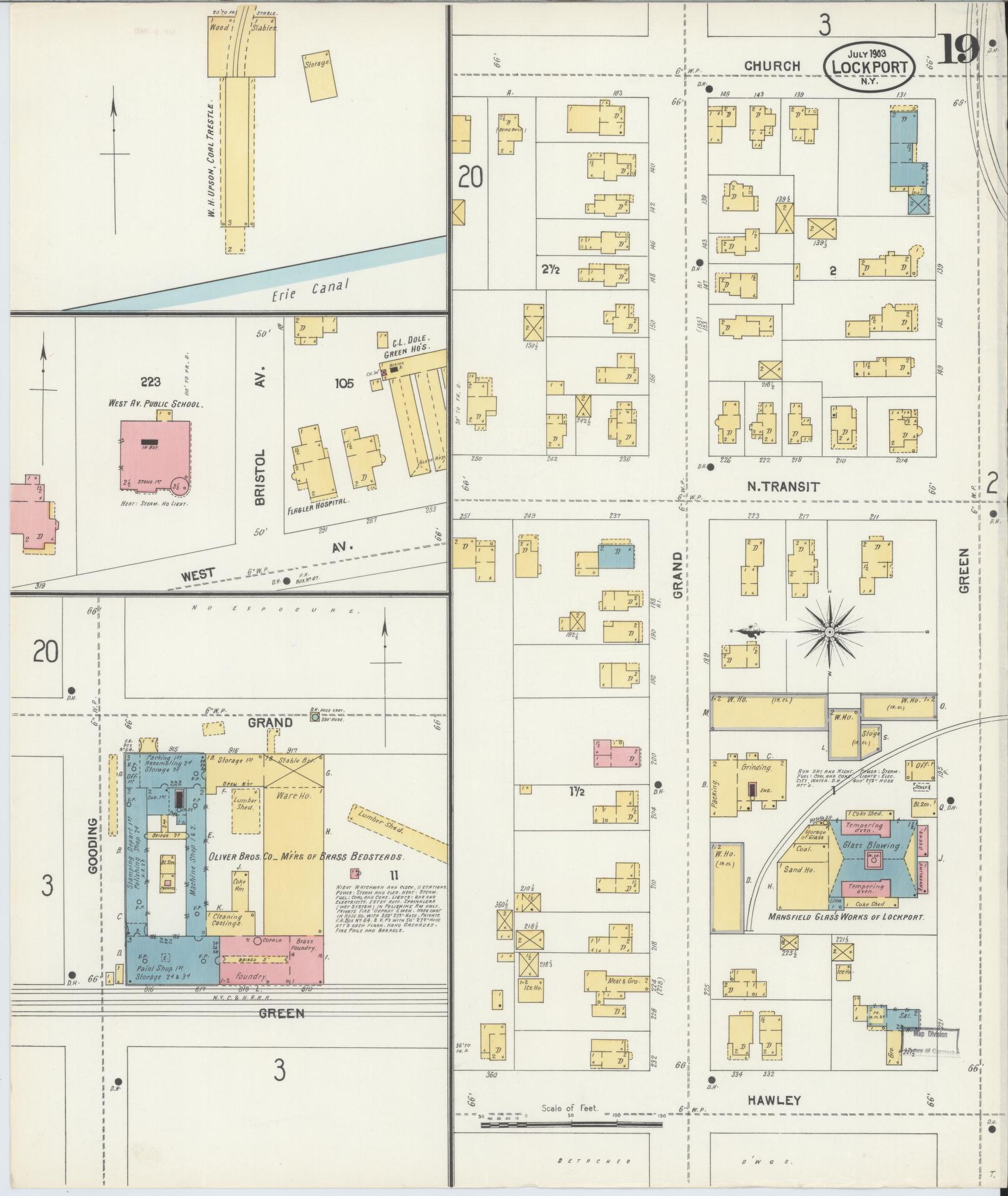 Sanborn Fire Insurance Map from Lockport, Niagara County, New York (1903), Sheet #0019 - Historic Sanborn Fire Insurance Map Print, vintage old map wall art, antique decor, genealogy gift, New York New York map