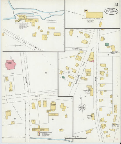 Sanborn Fire Insurance Map from Southbridge, Worcester County, Massachusetts (1899), Sheet #0009 - Complete Map Set gallery image, historic Sanborn map, vintage wall art, Massachusetts Massachusetts