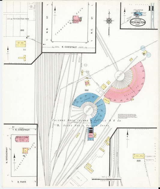 Sanborn Fire Insurance Map from Herington, Dickinson County, Kansas (1918), Sheet #0011 - Historic Sanborn Fire Insurance Map Print, vintage old map wall art, antique decor, genealogy gift, Kansas Kansas map