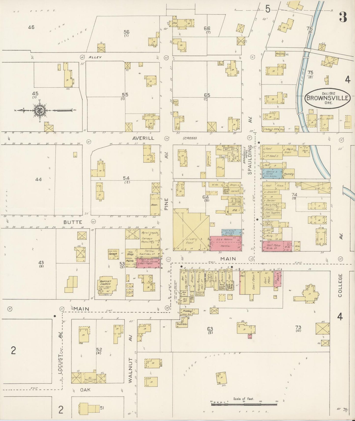 Sanborn Fire Insurance Map from Brownsville, Linn County, Oregon (1912), Sheet #0003 - Complete Map Set gallery image, historic Sanborn map, vintage wall art, Oregon Oregon