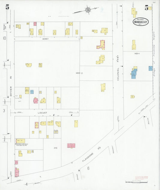 Sanborn Fire Insurance Map from Manhasset, Nassau County, New York (1930), Sheet #0005 - Historic Sanborn Fire Insurance Map Print, vintage old map wall art, antique decor, genealogy gift, New York New York map