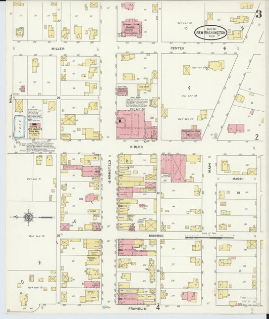 Sanborn Fire Insurance Map from New Washington, Crawford County, Ohio (1911), Sheet #0003 - Historic Sanborn Fire Insurance Map Print, vintage old map wall art, antique decor, genealogy gift, Ohio Ohio map