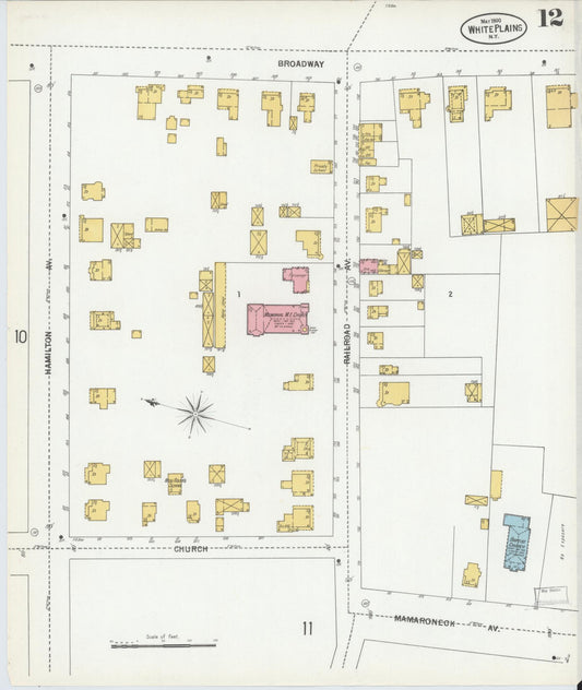 Sanborn Fire Insurance Map from White Plains, Westchester County, New York (1900), Sheet #0012 - Historic Sanborn Fire Insurance Map Print, vintage old map wall art, antique decor, genealogy gift, New York New York map