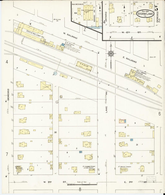 Sanborn Fire Insurance Map from Storm Lake, Buena Vista County, Iowa (1914), Sheet #0005 - Historic Sanborn Fire Insurance Map Print, vintage old map wall art