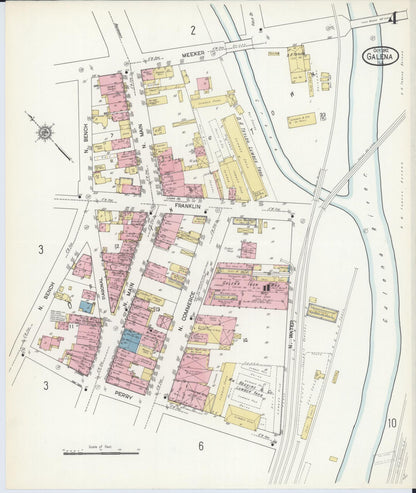 Sanborn Fire Insurance Map from Galena, Jo Daviess County, Illinois (1912), Sheet #0004 - Complete Map Set gallery image, historic Sanborn map, vintage wall art, Illinois Illinois