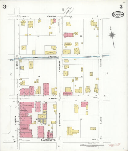 Sanborn Fire Insurance Map from Glasgow, Barren County, Kentucky (1923), Sheet #0003 - Complete Map Set gallery image, historic Sanborn map, vintage wall art, Kentucky Kentucky