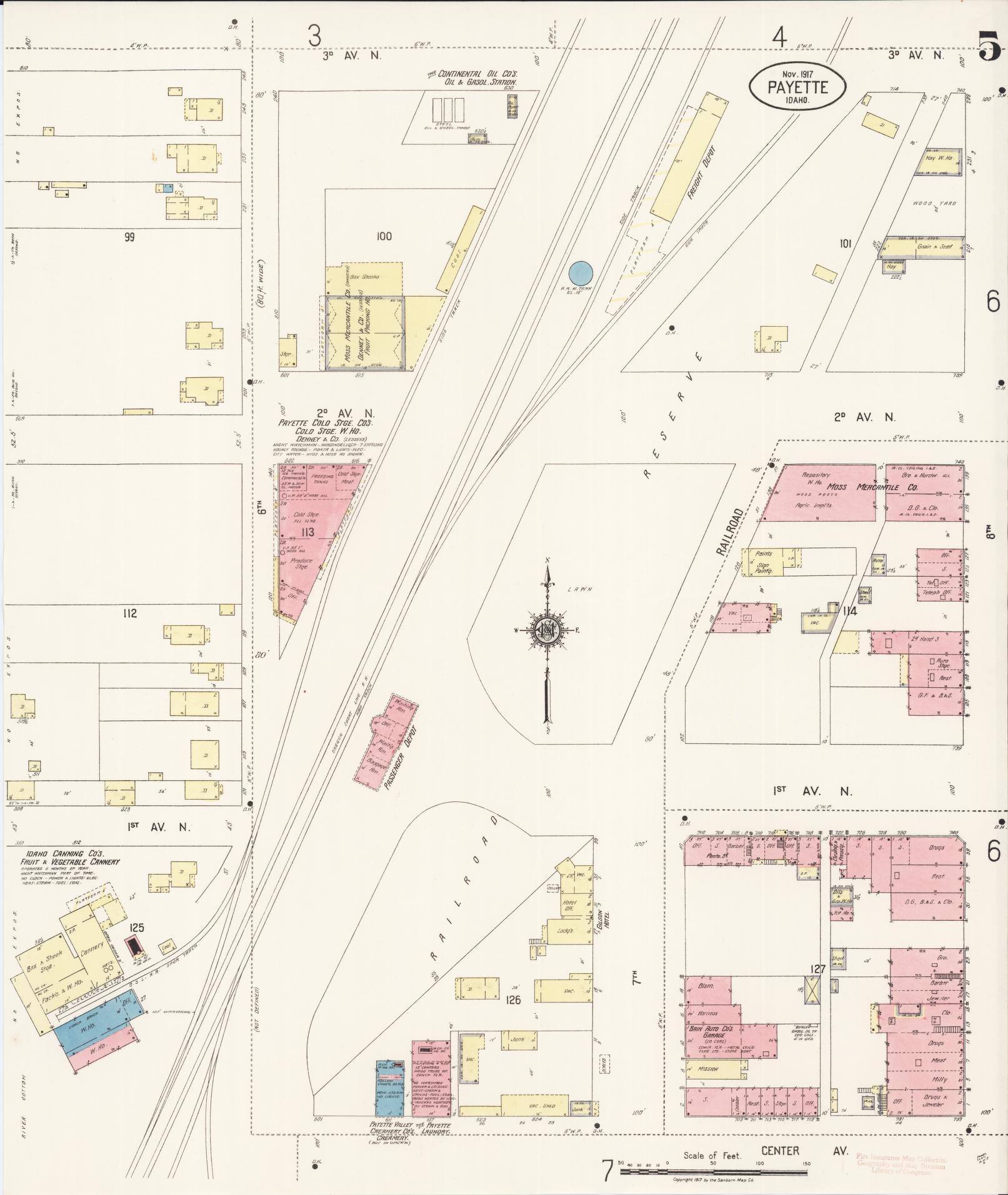 Sanborn Fire Insurance Map from Payette, Payette County, Idaho (1917), Sheet #0005 - Complete Map Set gallery image, historic Sanborn map, vintage wall art, Idaho Idaho