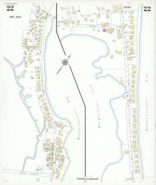 Sanborn Fire Insurance Map from Scituate, Plymouth County, Massachusetts (1939), Sheet #0022 - Historic Sanborn Fire Insurance Map Print, vintage old map wall art, antique decor, genealogy gift, Massachusetts Massachusetts map