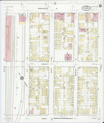 Sanborn Fire Insurance Map from Cairo, Alexander County, Illinois (1914), Sheet #0009 - Complete Map Set gallery image, historic Sanborn map, vintage wall art, Illinois Illinois