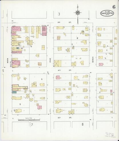 Sanborn Fire Insurance Map from Sauk Centre, Stearns County, Minnesota (1909), Sheet #0006 - Complete Map Set gallery image, historic Sanborn map, vintage wall art, Minnesota Minnesota