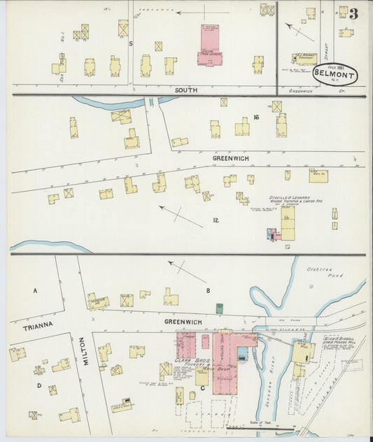 Sanborn Fire Insurance Map from Belmont, Allegany County, New York (1891), Sheet #0003 - Historic Sanborn Fire Insurance Map Print, vintage old map wall art, antique decor, genealogy gift, New York New York map