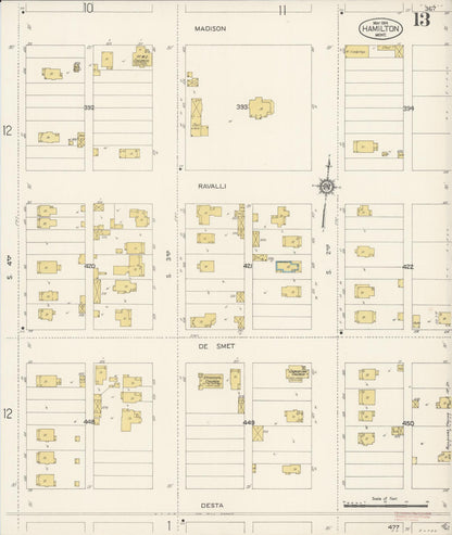 Sanborn Fire Insurance Map from Hamilton, Ravalli County, Montana (1914), Sheet #0013 - Complete Map Set gallery image, historic Sanborn map, vintage wall art, Montana Montana